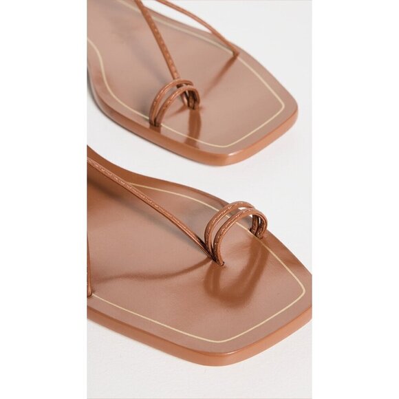 Larroude Portofino Flat Sandals in Caramel Leather 6 With Box Womens Wrap Slides - Picture 11 of 16